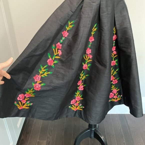 eShakti Floral Embroidery Dupioni Sweetheart Dress - Picture 8 of 16